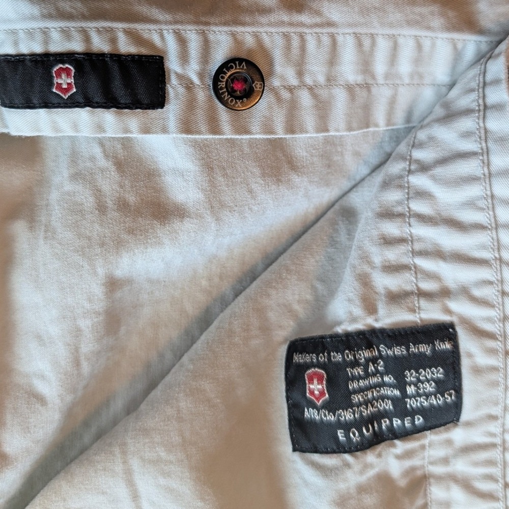 Victorinox Swiss Army Mens XL Khaki Cotton Button Down Shirt Type A-2 Utility - Picture 4 of 6